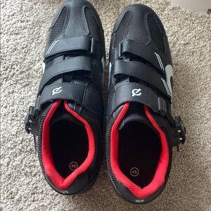 Peloton Black and Red Athletic Cycling Shoes